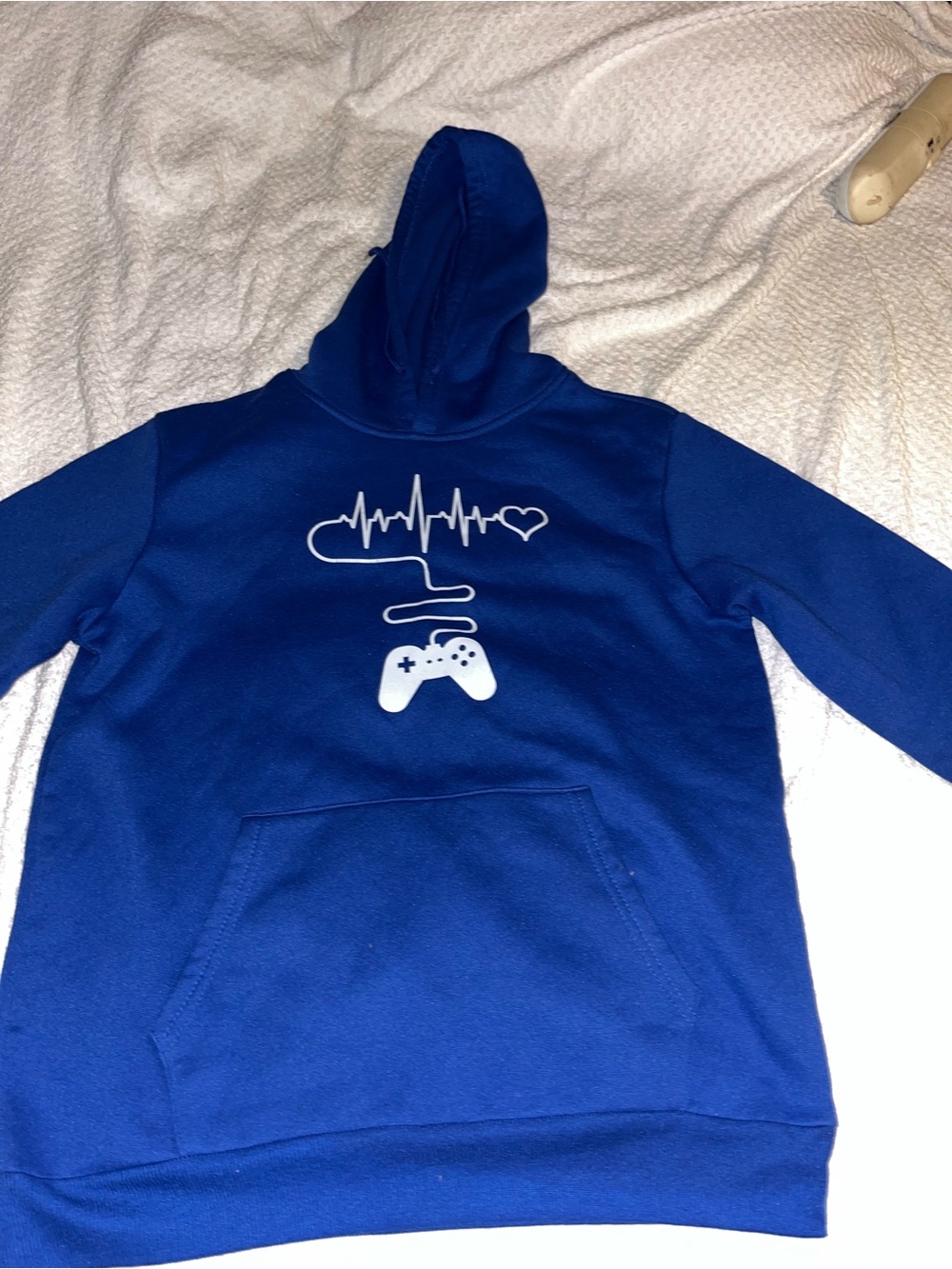 SHEIN Royal Blue Gamer Heartbeat Pullover Hoodie